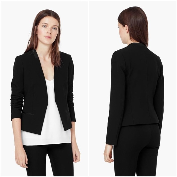 Mango | Satin Trim Open Blazer